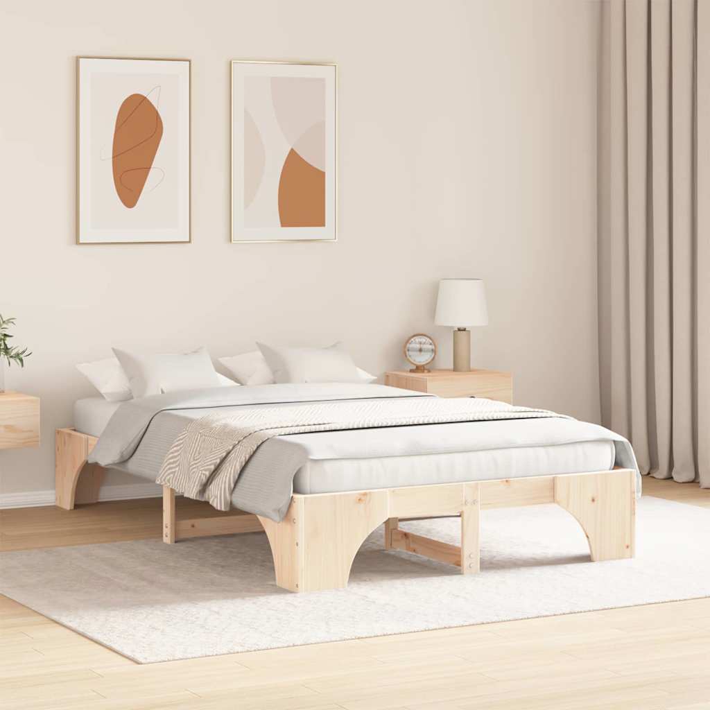 Bed Frame Solid Pine Wood 120 x 190 cm Solid Wood Pine