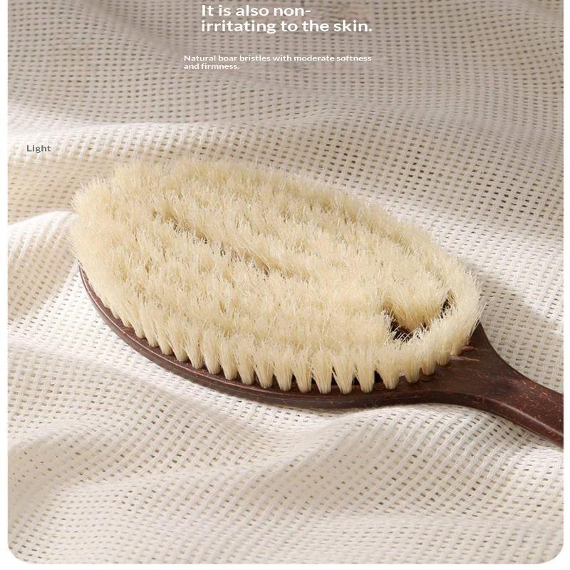 Natural Boar Bristle Coconut Fiber Long Handle Bath Brush Deep Cleansing For Daily Shower Exfoliating Skin Care