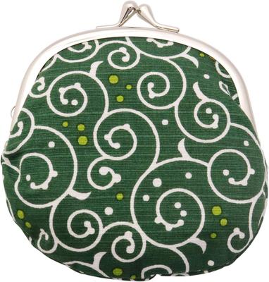 Kyosuke Clasp Coin Arabesque 11 X Coin Japanese Green Japanese-made Purse, Pattern, Cotton, 11.5 Cm, 3.3 Inches, Purse, Wallet, Goods, Dots,