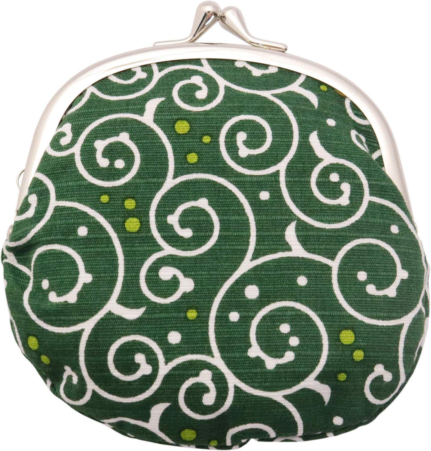 

Kyosuke Clasp Coin Arabesque 11 x Coin Japanese Green Japanese-made Purse, Pattern, Cotton, 11.5 cm, 3.3 inches, Purse, Wallet, Goods, Dots,