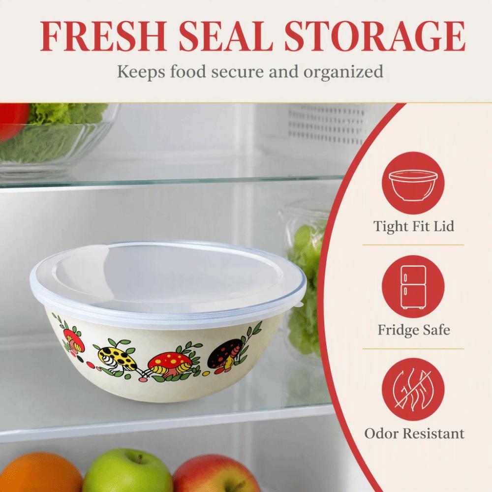with Lid Enamel Bowl Chinese Rose Print Instant Noodle Bowl Enamel Mixing Bowl Office Lunch