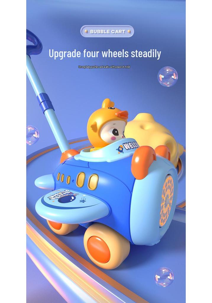 Electric Bubble Blowing Airplane Walker for Kids with Sound & Light Effects
