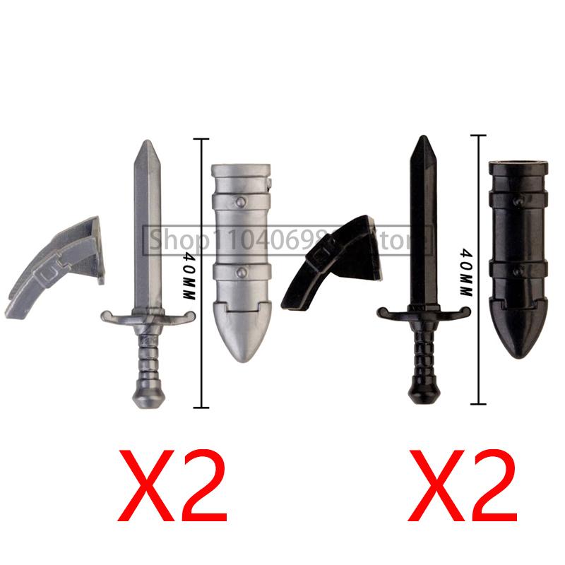 MOC Military Building Blocks Medieval Soldiers Knight Figures Weapons Accessories Witc Hat Helmet Shield Spear DIY Brick Toy T10