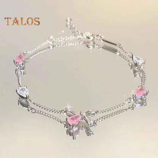 Damen Armband Glänzender Zirkonia Blumenform Armreif Verstellbare Länge Süßes Armband Vielseitiges Modeaccessoire