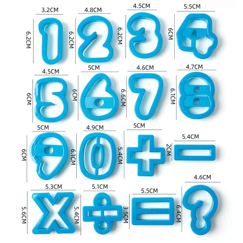 

16 шт./компл., большие формы для печенья с буквами 0-9, пластиковые 3D прессованные штампы для помадки для печенья, сделай сам, украшения для торта на день рождения