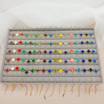 13MM Kleeblatt-Armband Edelstahl plattiert mit 18 Karat Gold Anlauffreie Verarbeitung