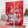 2pcs 2D Flat Printing Merry Christmas Curtain Cute Snowmen Christmas Gifts_b Polyester Without Electricity Festive Holiday for