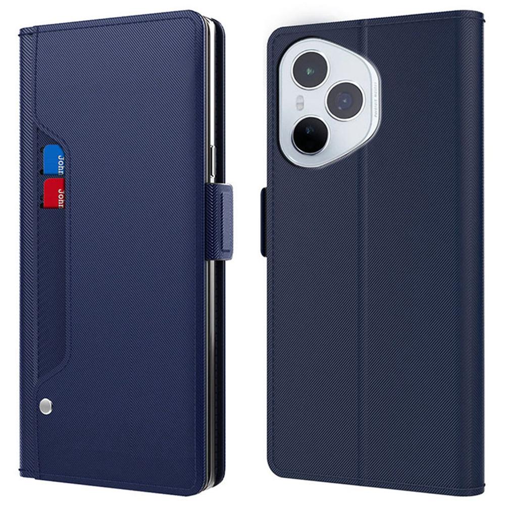 

Для Honor 400 Pro 5G (Глобальный) Чехол-подставка из искусственной кожи Чехол для телефона Держатель для карт Зеркало Blue