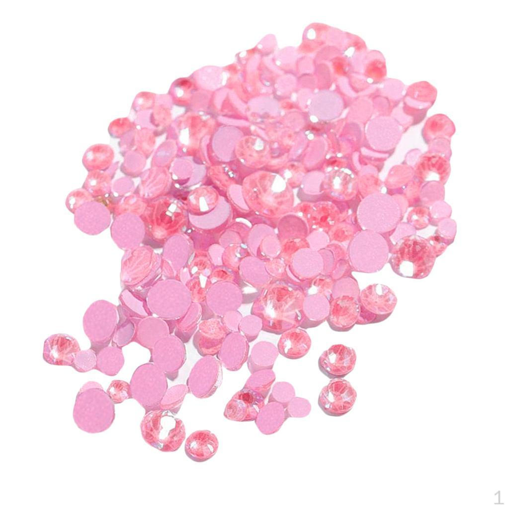 

350Pcs Fluorescent crystal manicure nail Rhinestones 3D Charms Gem Glitters For Pink