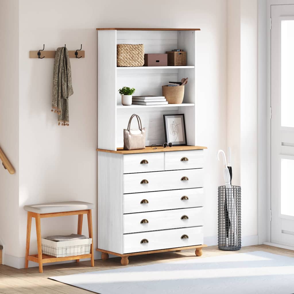 Hutch ASKIM White 91 x 40 x 200.5 cm Solid Pine Wood