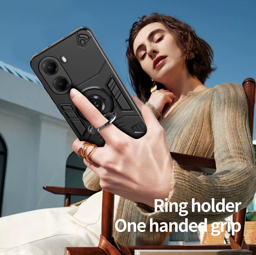 Etui na Xiaomi Poco X7 Pro C75 C71 F7 X7 5G Pancerne Wstrząsoodporne z Pierścieniem Podstawką Uchwyt Skorupa Coque Fundas