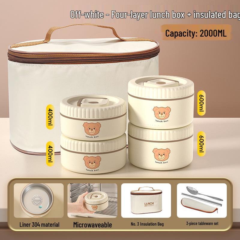 304 Stainless Steel Microwaveable Multi-Layer Insulated Bento Lunch Box
