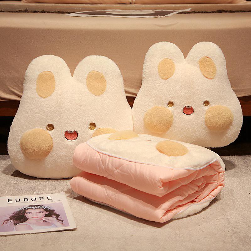 Adorable Rabbit 3-in-1 Air Conditioning Blanket, Throw Pillow, and Nap Pillow for Stomach Sleeping