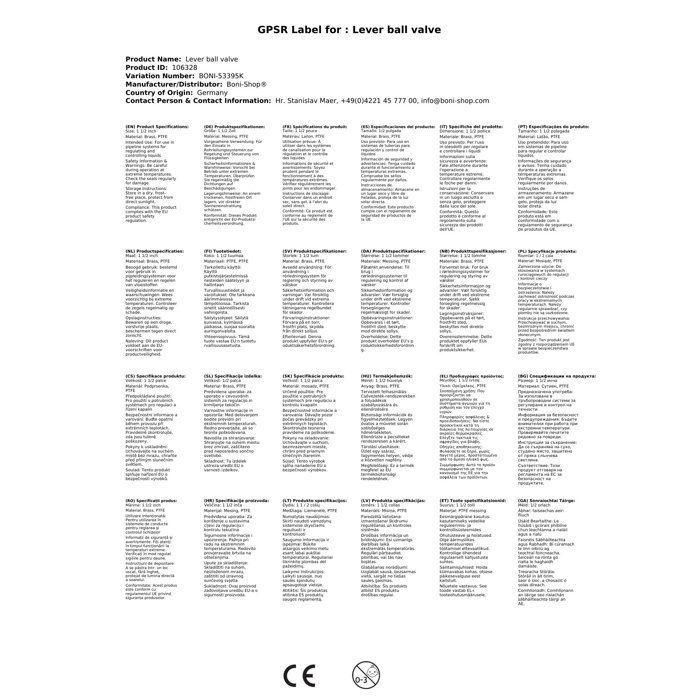 Robinet à bille - BONI-SHOP® - 1 1/2" - Laiton nickelé - Température -20°C à +120°C