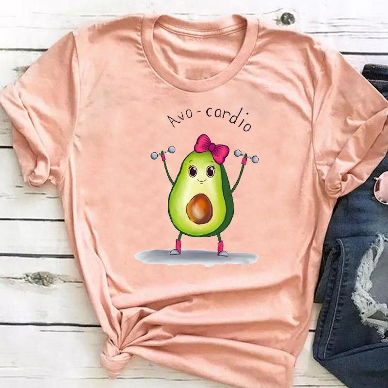(Asian Size ) Graphic Tee Avocado Love Style Clothing Summer Sweet Trend  Print Female T Top Casual Short Sleeve Women Fashion T-shirt