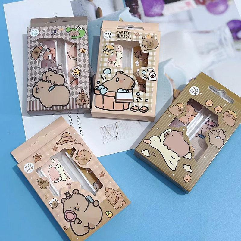 Cartoon Capybara Pflaster 10 Stück/Packung Wasserdicht Atmungsaktiv Wundpflege für Baby Kinder Schüler Niedliches Pflaster Baby Pflaster