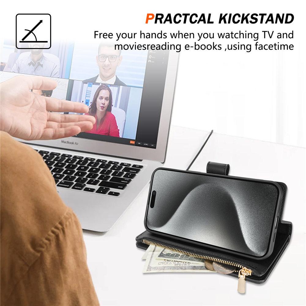 Reißverschluss Langes Lanyard Umhängetasche Kartenfach Lederhülle Für iPhone 15 16 14 Plus 13 11 Pro Max SE4 2 XR XS Klapphülle