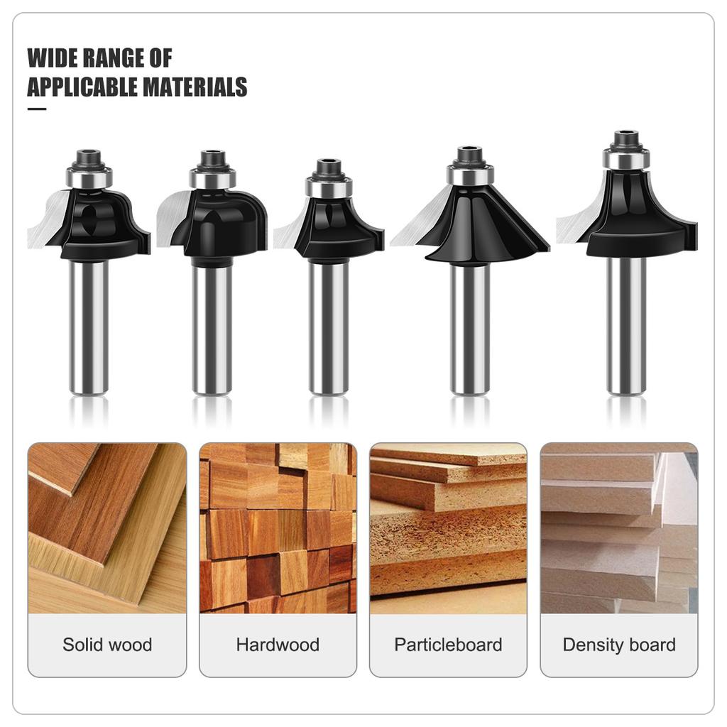 15-Piece 8mm Router Bit Set - Wood Trimming & Carving Kit