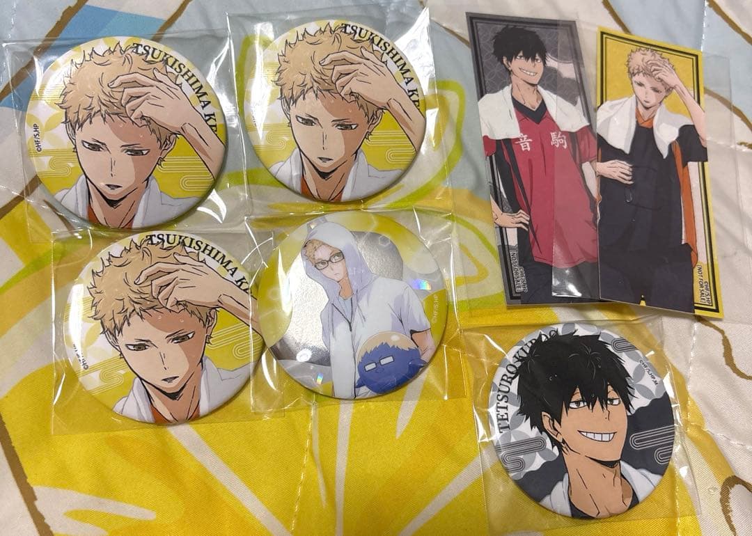 [USED] Haikyuu!! Gokurakuyu Can Badge - Kei Tsukishima & Tetsuro Kuroo (with bonus item)