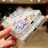 Przezroczyste etui na telefon z diamentową ramką dla Samsung S25 Edge S24 FE S23 Ultra S22 A56 A36 A16 A15 A55 A35 Wzór kwiatowy Miękki silikon Odporny na wstrząsy Pokrowiec z bumperem