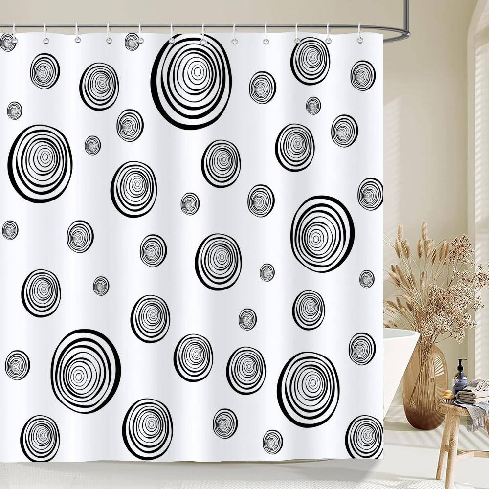 Black And White Modern Simple Shower Curtain Home Bathroom Decoration Printing Polyester Fabric Bath Curtains With Hooks