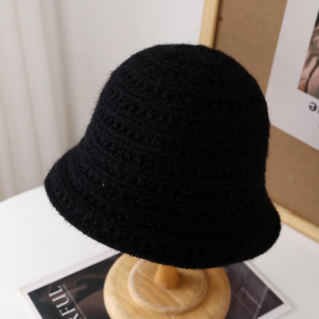 Winter Knit Bucket Hat For Women Thickened Solid Dome Fisherman Cap Cold-Proof Hat, Vintage Warm Keep Winter Fashion Accessory