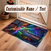 City Cyberpunk Theme Crystal Velvet Floor Rug Personalized Custom Name Text Warm Carpet Home Decoration