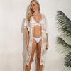 Swimsuit Jacket Sun Protection Clothes Hollow Lace Cardigan Mid-length Exterior with Beach Bikini Blouse