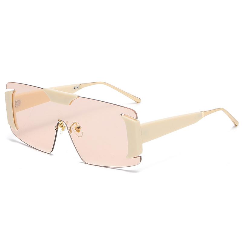 New personalized frameless integrated sunglasses men's and women's trendy large-frame sunglasses street shot glasses s
