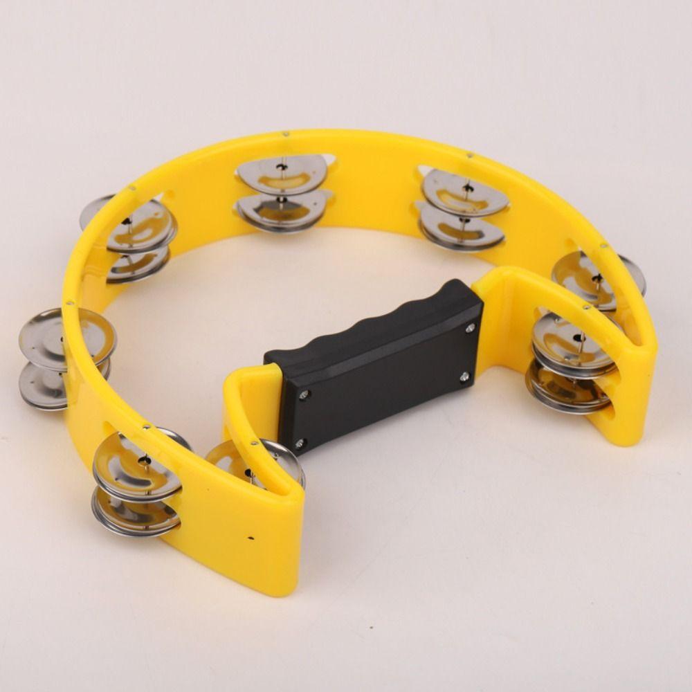 Professional Handheld Jingle Bells Bright Sound Orff Tambourine Handheld Percussion Instrument KTV