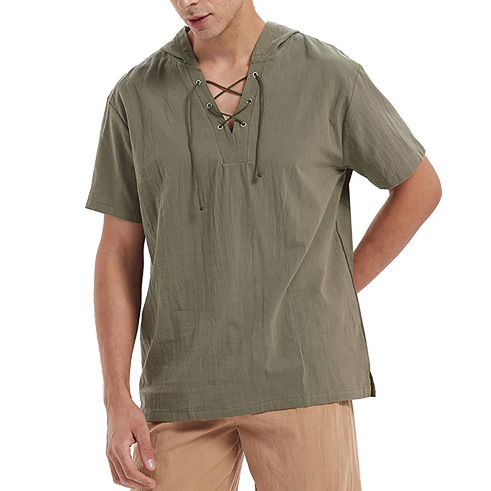 

Летняя мужская модная повседневная комфортная однотонная футболка с коротким рукавом и блузкой с ремешком M зелёный