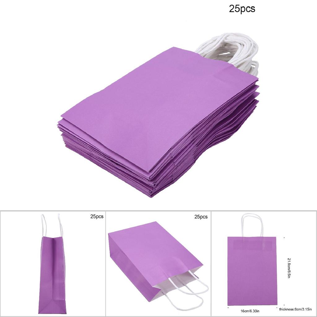 25 Stück Geschenktüte Kraftpapier für Hochzeit Süßigkeiten Gastgeschenktüte mit Henkel Lila