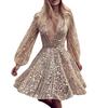 1011 New sequined temperament commuting solid color mid-waist red feathers host banquet dress evening dress