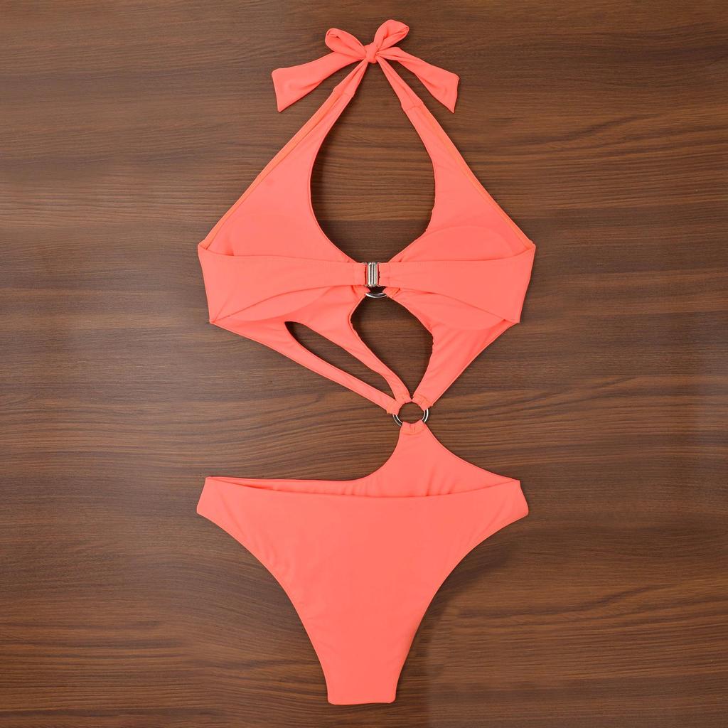 2024 Women's Solid Color Lace-Up One-Piece Swimsuit & Bikini In Stock