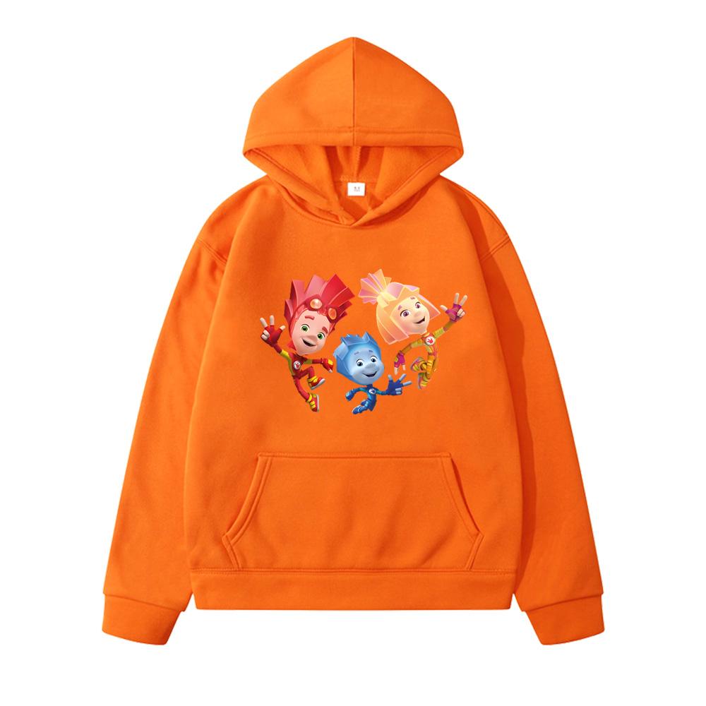 Fixies Cartoon Print The Fixies Children Hoody Cute Autumn Winter Outdoor Hooded Windproof Clothing Fashion Children's Fleece Hoodies
