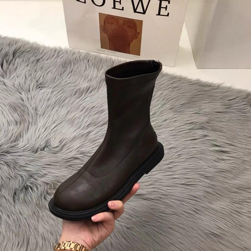 Модные женские модные плоские одинарные ботинки осень новые круглые рукава сзади молния — фото 5