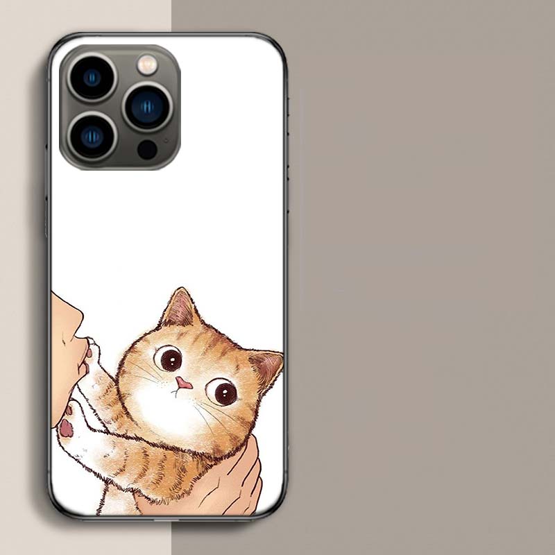 Kiss Cat Cute Kitten Cartoon Phone Case For Apple Iphone 16E 16 17 Pro Max Air 15 Pro 14 Plus 12 13 Mini Cover Cute Fund