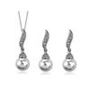 Braut Frauen Halskette Faux Perle Strass Charms Hochzeit Ohrringe Schmuck Set