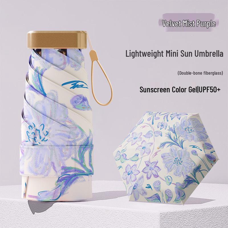 Women's Mini Anti-UV Sunshade Umbrella - Portable, Dual-Use for Sunny & Rainy Days