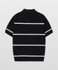 MANNERGRAM Textured Striped 100% Cotton Polo Short Sleeve Knit Black