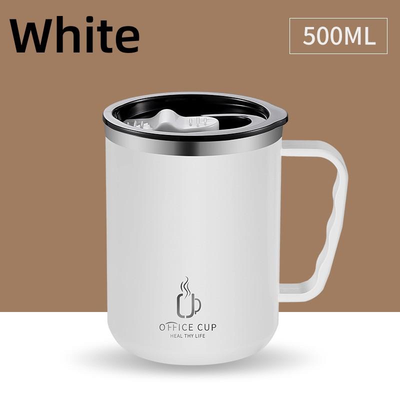 500ML Stainless Steel Mug With Lid Double Layer Coffee Milk Graduated Mouth Cup Creative Insulation Tea Mug Office Thermos Gifts
