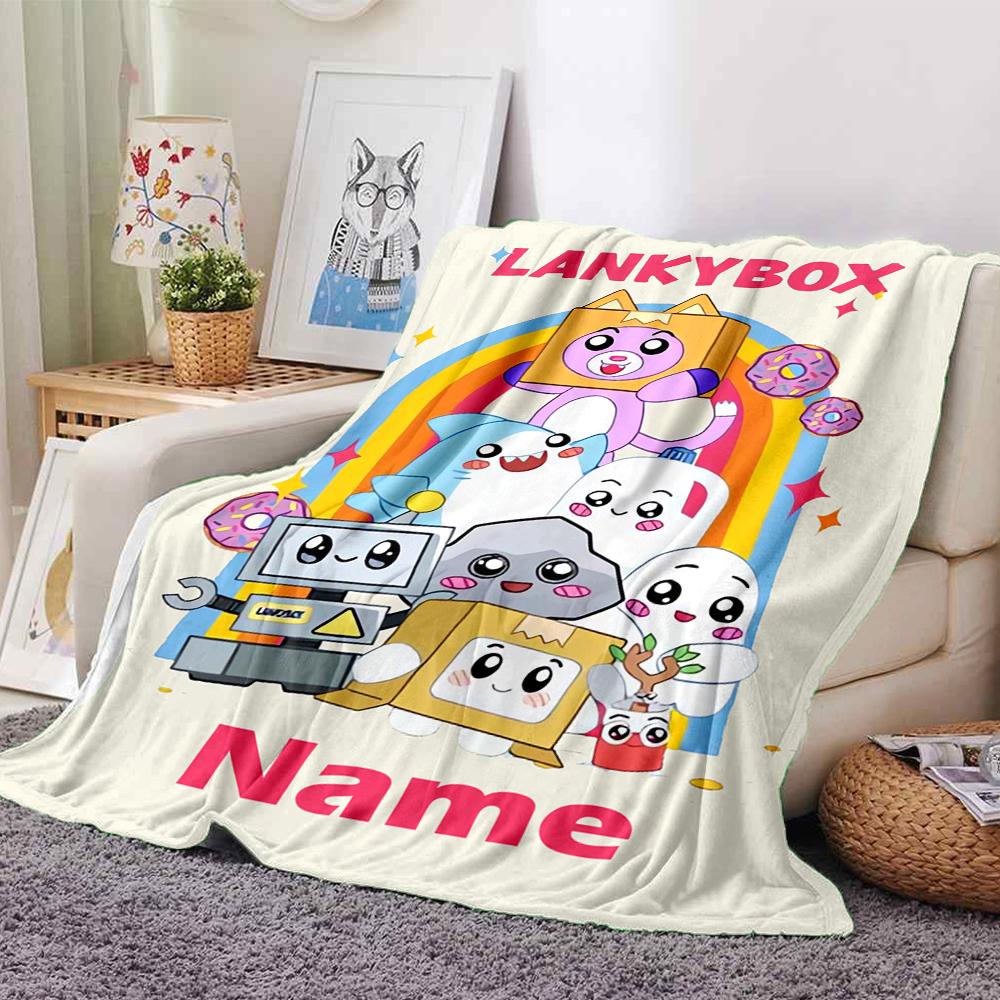Custom Name LankyBox Theme Printed Blanket - Perfect for Couch, Bed, Travel & Outdoor Use | Machine Washable, Cozy & Durable.