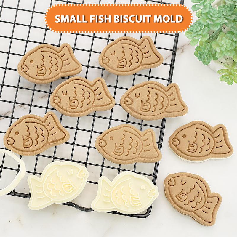 Mold Small Fish Sandwich Cookie Tool Home 3D Pressing Cookie Cutter Mold