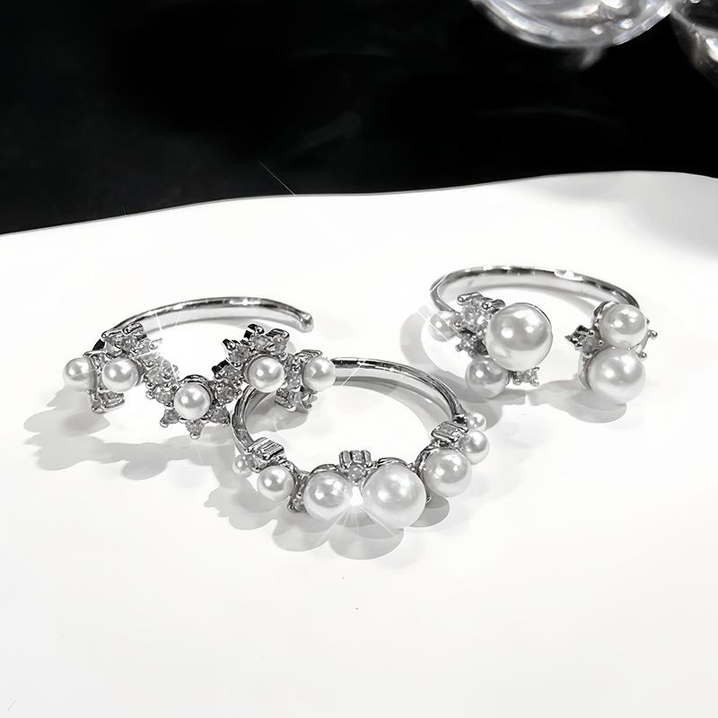 French Retro Niche Design Sense Diamond-Set Sweet Open Ring Stacked With Gentle Fairy High-End Sense Personalized Jewelry