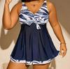 2025 European Slimming Tummy-Covering Tankini: Printed Plus Size Conservative Swimsuit for Vacation & Hot Springs
