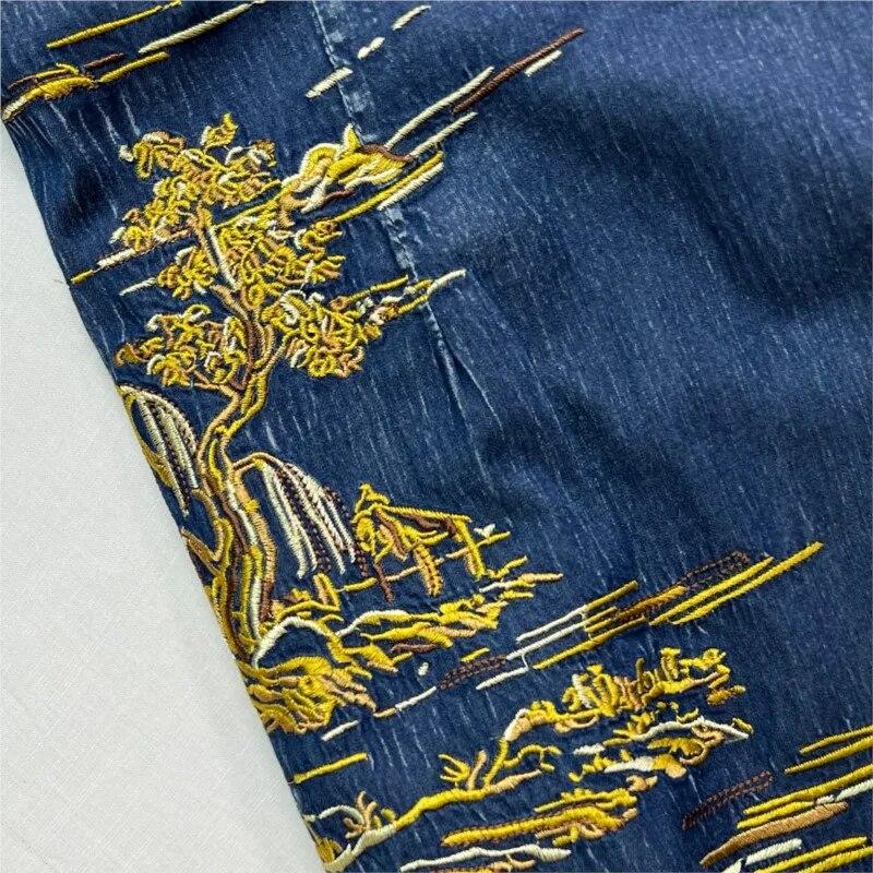 Johnature Chinese Style Collar Personality Improve Long Sleeve Woman Spring Vintage Embroidery Cotton Dress