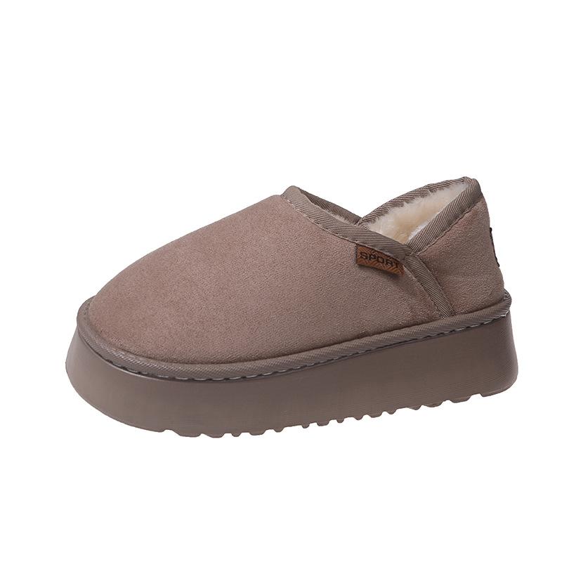 Thick-soled heightening bread snow boots, women wear velvet outside in winter to keep warm, step on the heel and wear two indoor cotton shoes for ho