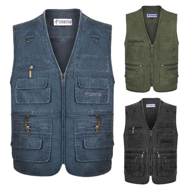 Men Denim Cotton Vest Outdoor Sleeveless Protective Vest Jacket Photographer Multi pocket Vest Men Denim Cotton Vest Outdoor Sleeveless Protective Vest Jacket Photographer Multi pocket Vest