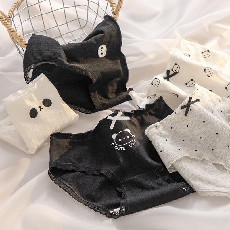 Ladies' Breathable Cartoon Cotton Underwear - Comfortable Antibacterial Waistband Triangle Pants