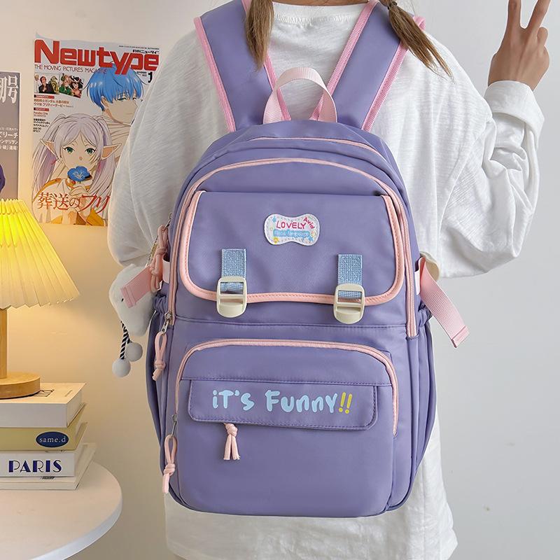 

New School Style Backpack Casual Simple Large Capacity School Bag Fashion Trendy Backpack Cute Junior High School Student School Bag single package